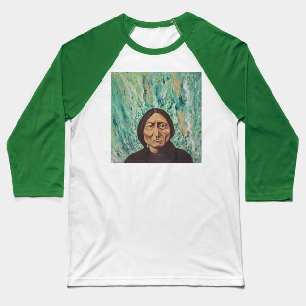 Sitting Bull in Liquid Green Baseball T-Shirt by Encino